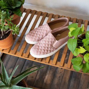 Silky Pink Slip on Sneakers | quilted | satin